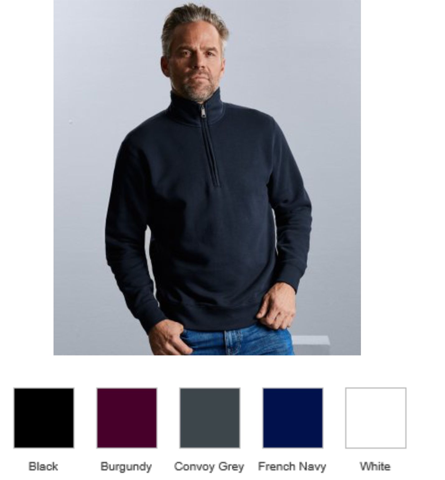 270M Russell Authentic Zip Neck Sweatshirt - Click Image to Close